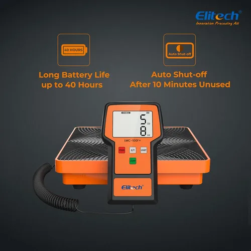 Miniatura 8 de Báscula Elitech LMC-100F+ de carga para refrigerante, 110 libras, de alta precisión, para Freon, para calefacción, ventilación y aire acondicionado