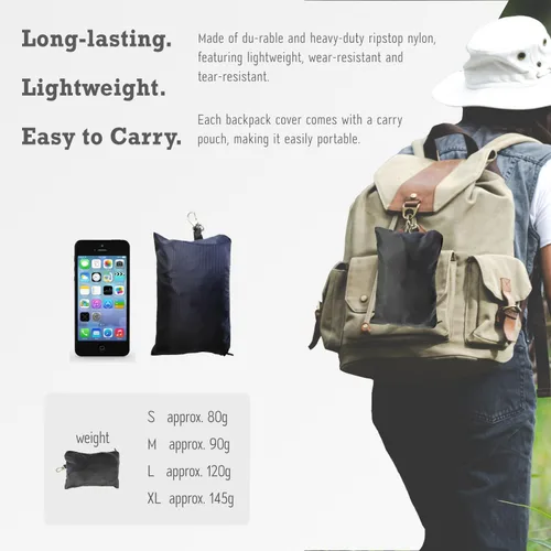 Miniatura 6 de Cubierta impermeable para mochila de lluvia (15-90L), cubierta de nylon resistente con sistema de cierre doble ajustable actualizado y bolsa de Azul