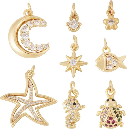 Miniatura 16 de Cheriswelry 10 dijes milagrosos de latón de oro de 18 quilates, circonita cúbica, para madre y maría, ovalados, de 0.51 a 0.79 pulgadas para Virgen