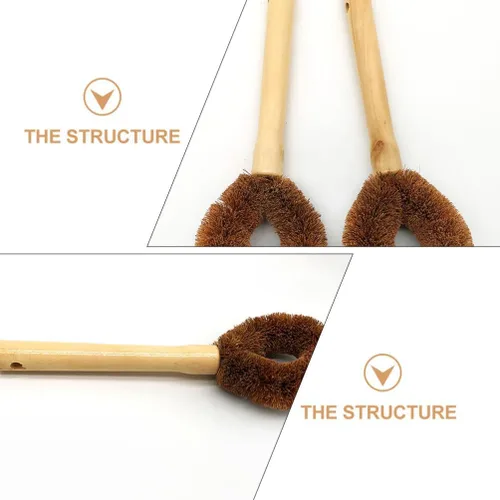 Miniatura 9 de TEHAUX Cepillo para ollas con mango de madera de 9.44 pulgadas para sartenes, woks y platos, herramienta de limpieza eficaz de agarre cómodo