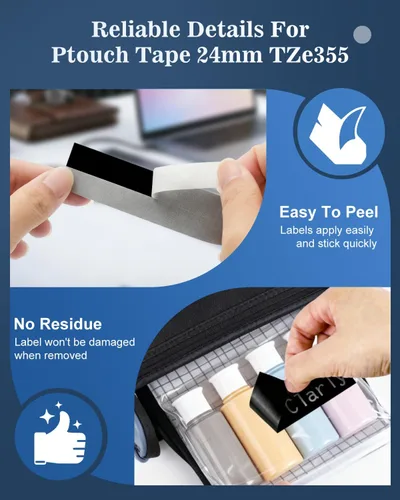 Miniatura 4 de 4P TZe-131 - Cinta transparente de repuesto de 0.47 pulgadas para rotuladora Brother, cinta transparente TZe131 TZ de 0.47 pulgadas, laminada