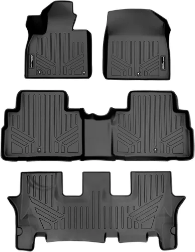 Miniatura 23 de SMARTLINER Juego de alfombrillas negras de tercera fila para todo tipo de clima, compatibles con Kia Telluride/Hyundai Palisade 2020-2023 con banco