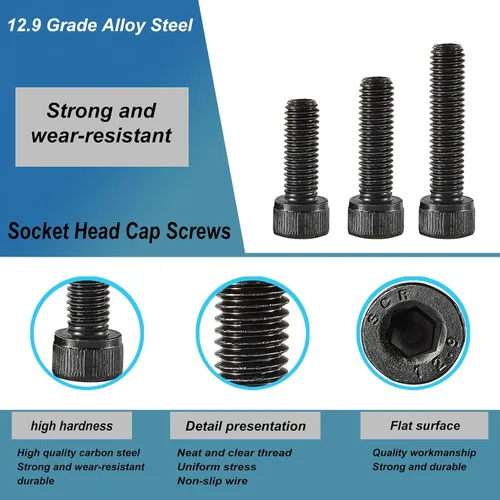 Miniatura 3 de M6 x 40mm 45mm 50mm 55mm 60mm Tornillos de cabeza hexagonal, acero de aleación de grado 12.9, acabado de óxido negro, unidad hexagonal Allen