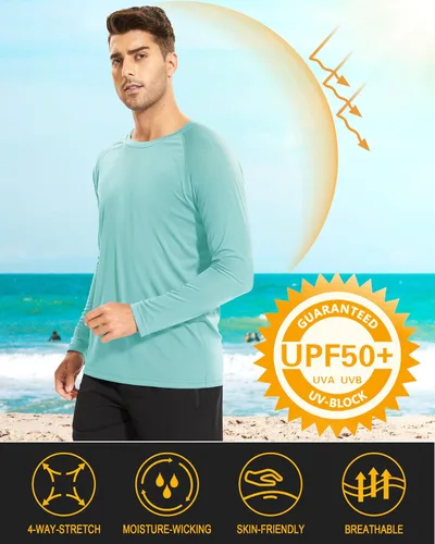 Miniatura 103 de MAGCOMSEN Camisas de manga larga para hombre, protección solar UPF 50+, camisetas atléticas para senderismo, correr, entrenamiento, protección