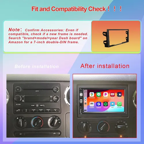 Miniatura 7 de Estéreo de Coche Inalámbrico Apple CarPlay de 7 Pulgadas Doble Din, Radio de Coche FM, Bluetooth 5.2, Pantalla Táctil IPS 1024 * 600, Cámara
