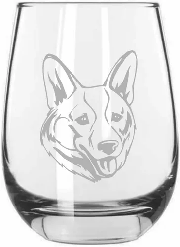 Miniatura 323 de Sakhalin Husky Dog - Copa de vino grabada personalizada de 15.25 onzas sin tallo
