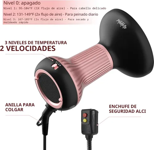 Miniatura 3 de WUFAYHD Secador de pelo difusor para cabello rizado con tecnología de cerámica, elegancia ligera, 2 en 1, difusor de leche, reduce