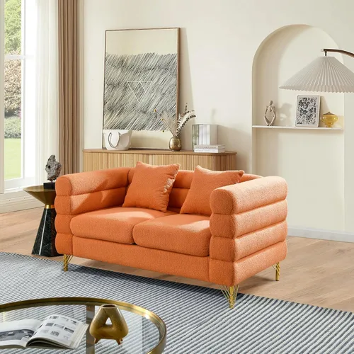 Miniatura 9 de mikibama Juego de sofá Teddy de lujo para sala de estar, muebles de decoración moderna, sofá seccional, sofá de 3 plazas y loveseat con 5 almohadas