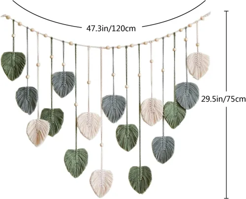 Miniatura 5 de Tapiz tejido de macramé para colgar en la pared, estilo bohemio, con clips para fotos, decoración del hogar, decoración de pared nórdica, borlas