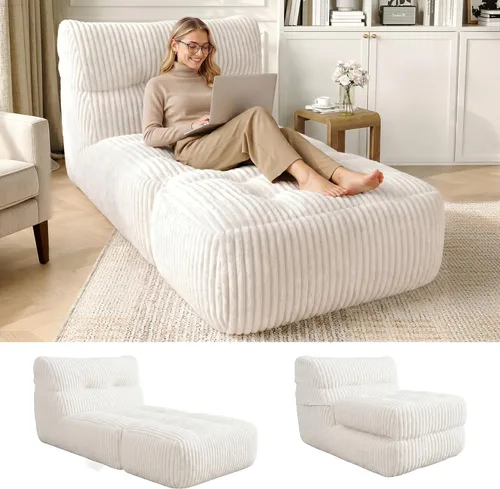 Miniatura 11 de Homkdom Puf gigante para adultos, de 31.49 pulgadas de alto con otomana plegable para sala de estar, dormitorio o balcón, sillón grande con relleno
