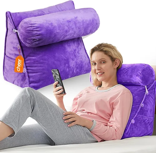 Miniatura 17 de Cheer Collection Almohada de cuña de lectura, almohada de TV con almohada ajustable, soporte de espalda de espuma viscoelástica para sofá y cama