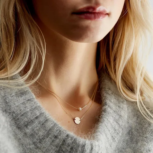 Miniatura 5 de Ieftop Regalos para el día de San Valentín para ella, delicado collar de oro para mujer, chapado en oro de 14 quilates, bonito collar de corazón