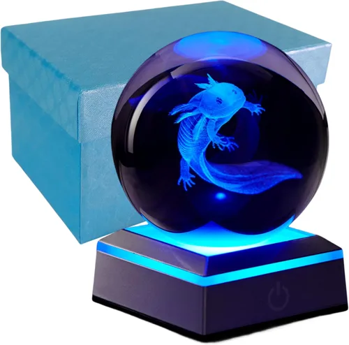 Miniatura 17 de Lámpara de noche de bola de cristal 3D con base LED - Lámpara de bola de cristal en forma de pez para cumpleaños, festividades, regalos de Navidad