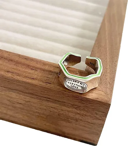 Miniatura 22 de Anillos de banda ancha de plata de ley 925 vintage hechos a mano para mujeres/hombres, anillo ajustable para el pulgar
