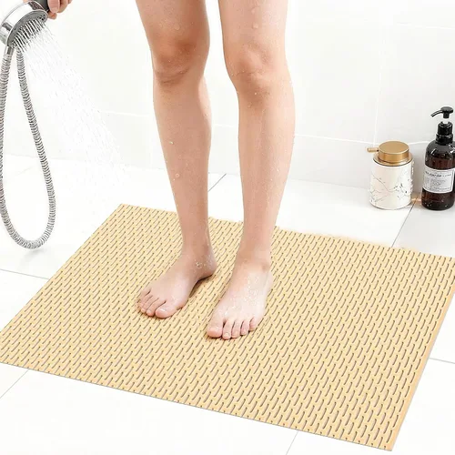 Miniatura 25 de Alfombrilla de ducha extra grande antideslizante, alfombrilla de baño de PVC de secado rápido y para bañera, diseño con agujeros de drenaje