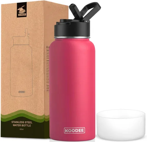 Miniatura 84 de koodee Insulated Water Bottle, 32 oz Stainless Steel Double Wall Vacuum Wide Mouth Sport Bottle with Leakproof Spout Lid (Navy)
