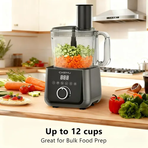 Miniatura 2 de Procesador inteligente de alimentos y picador de verduras, cuenco de 12 tazas, 6 funciones para picar, rebanar, papas fritas, purés y masa, canal