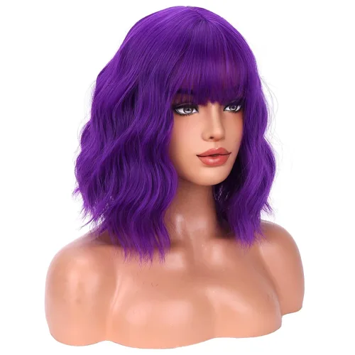 Miniatura 16 de BERON Pelucas cortas verdes para mujer, peluca rizada ondulada con flequillo para niñas, pelucas de cabello de color verde aguacate, peluca