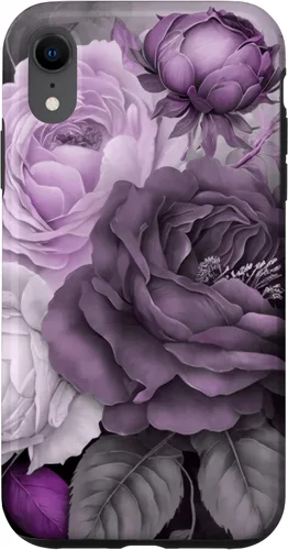 Miniatura 25 de Purple Watercolor Rose Flower Bouquet on Gray Case for iPhone 17