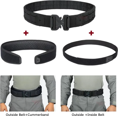 Miniatura 3 de YAKEDA Tactical Airsoft Battle Belt for Men, 1.75" & 1.5" Rigger Heavy Duty Belt 3pcs,ideal for hunting, hiking