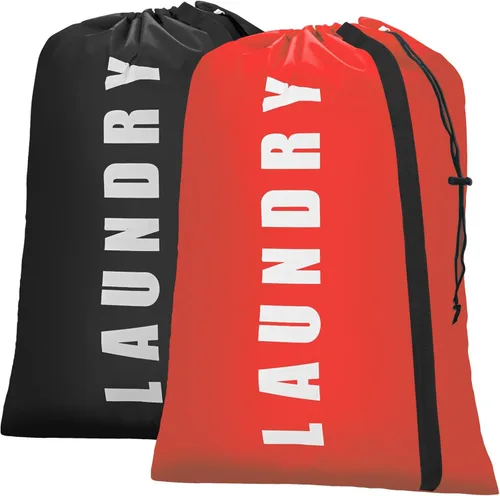 Miniatura 7 de Isink Bolsa de lavandería, paquete de 2 bolsas de lavandería de viaje para ropa sucia, bolsas de lavandería grandes para acampar y viajar, bolsa