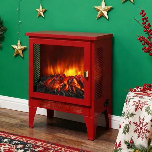 Miniatura 10 de IInnoflame - Estufa eléctrica de chimenea de 17 pulgadas, calentador independiente con llama y tronco realistas, protección contra