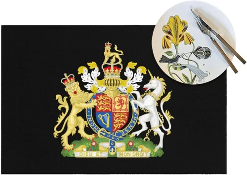 Miniatura 4 de UK England Royal Shield of Arms United Kingdom Durable Waterproof - Paquete de 4 manteles individuales tejidos de PVC, diseño elegante, fácil