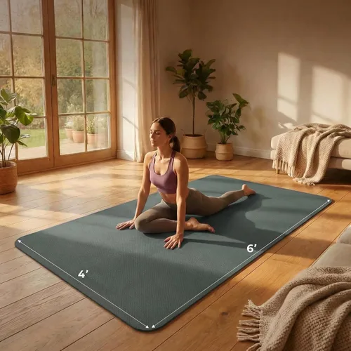 Miniatura 6 de Esterilla grande de yoga de 6'x 4' (72"x 48") — Esterilla de ejercicio extra ancha de 1/4" y 1/3" de 183cm x 122cm, gran esterilla de ejercicio