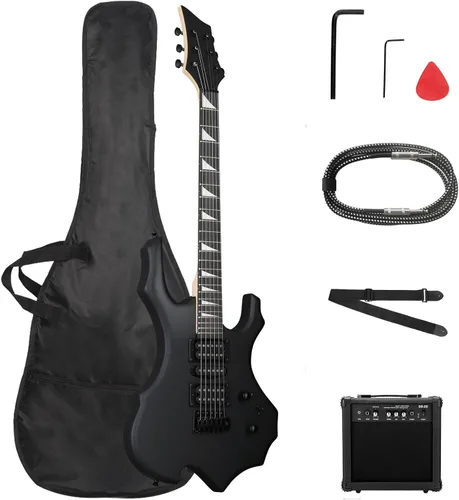 Miniatura 8 de Kit de guitarra eléctrica Ktaxon con diseño Burning Fire, guitarra eléctrica de 39 pulgadas HSH para principiantes con amplificador, diapasón