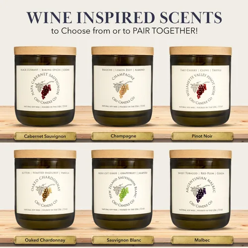 Miniatura 6 de Cru Wine - Velas perfumadas de vino – Napa Cabernet Sauvignon – Vela de combustión limpia, vela no tóxica, decoración de lujo, velas de cera de soja