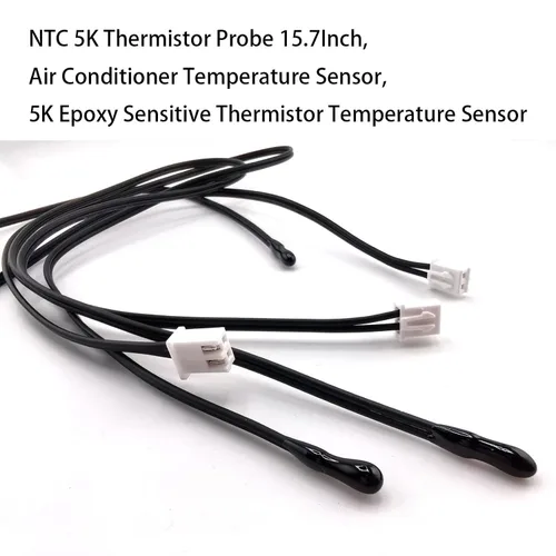 Miniatura 3 de 4 piezas de sensor de temperatura termistor NTC 5K, sonda termistor de 5K de 15.7 pulgadas, sensor de temperatura sensible al epoxi para aire