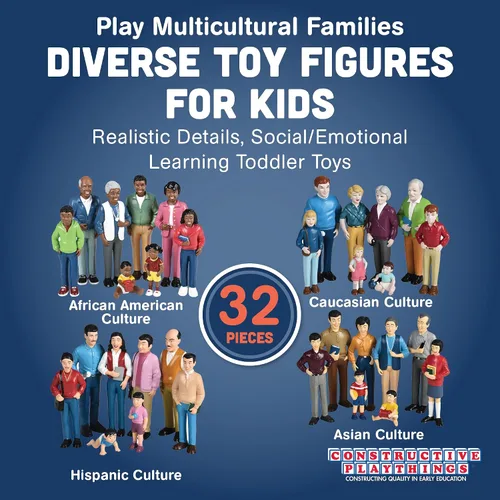 Miniatura 2 de Cre8tive Minds Juego de Simulación Familias Multiculturales, Figuras de Juguete Diversas para Niños, Detalles Realistas, Juguetes de Aprendizaje