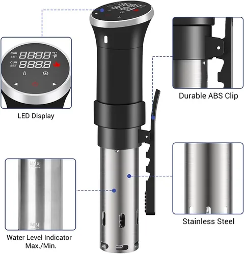 Miniatura 6 de Fityou Accu Slim Sous Vide Circulador de inmersión térmica, cocina de precisión al vacío de 1100 W con temperatura y temporizador precisos, control