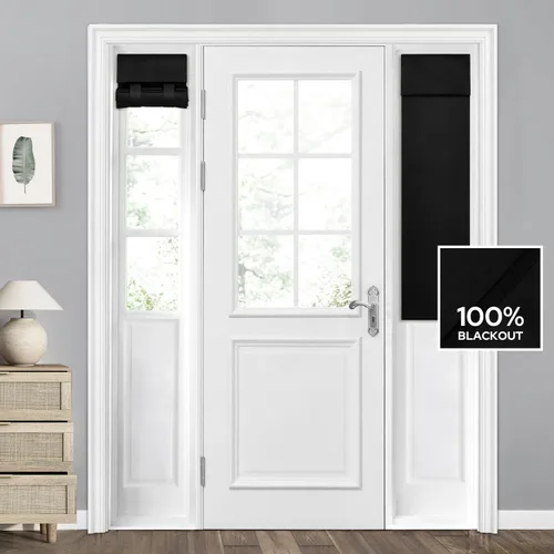 Miniatura 81 de HOMEIDEAS Cortinas 100% Opacas para Luces Laterales de Puerta Principal, Cubierta de Ventana de Puerta de Aula, Persianas de Privacidad