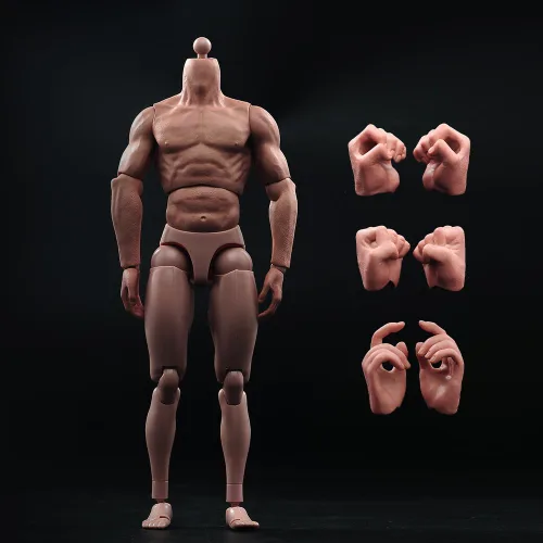 Cuerpo masculino de escala 1/6, figura desnuda muscular flexible de 12 pulgadas, modelo de cabeza esculpida para colección de juguetes calientes