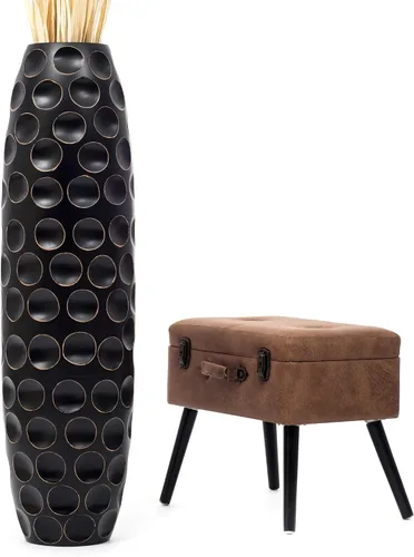 Miniatura 16 de Leewadee Jarrón grande negro para decoración del hogar, de madera, de 26 pulgadas de alto, decoración de granja, soporte para flores para plantas