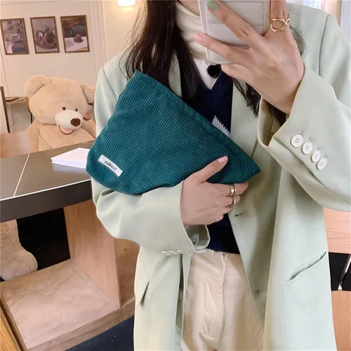 Miniatura 4 de Bolsas de cosméticos para mujer, bolsa de cosméticos de pana, bolsos estéticos para mujer, bolsos de mano con puntos sonrientes, organizador