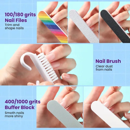 Miniatura 7 de Kit de herramientas para quitar esmalte de uñas de gel con clips de uñas de plástico, botella removedor de esmalte de uñas de 3.4 fl oz, toallitas