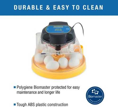 Miniatura 5 de Brinsea Mini II Eco Incubadora manual de huevos con recarga externa de agua, circulación de aire asistida por ventilador para incubar 10 pollo, pato