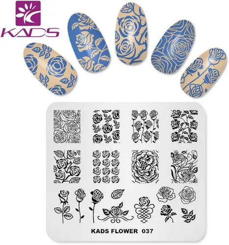 Miniatura 3 de KADS Plato de estampado de uñas Plantilla de flores Placas de diseño de imagen para decoración de uñas y arte de uñas DIY (FL037)