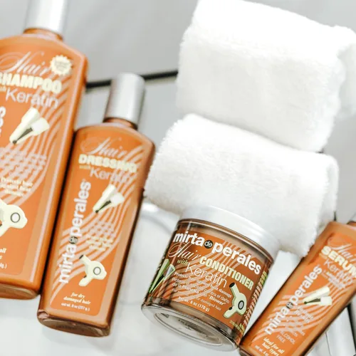Miniatura 8 de Mirta De Perales Champú con queratina para cabello normal, seco y dañado Limpiador suave sin sulfatos con queratina hidrolizada y vitamina B5