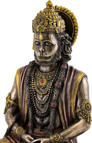 Miniatura 5 de Top Collection Hanuman - Estatua hindú de Dios de la Fuerza en bronce fundido en frío de primera calidad, figura coleccionable de 7.5 pulgadas