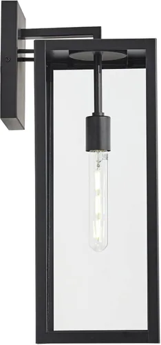Miniatura 8 de John Timberland Titan - Lámpara de pared industrial moderna para exteriores, metal negro místico, 20 pulgadas, vidrio transparente, húmedo