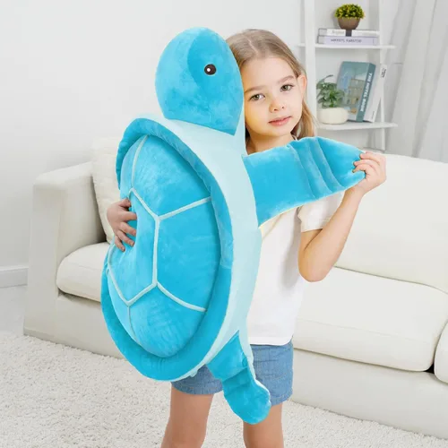 Miniatura 5 de Dalmao - Animales de peluche de tortuga marina de 28'' gigantes y suaves, gran almohada de tortuga azul oceánica de peluche, peluches de regalo