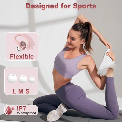 Miniatura 5 de Auriculares inalámbricos deportivos, Bluetooth 5.4 con gancho para la oreja, auriculares estéreo de alta fidelidad 2025, auriculares 50H con 4