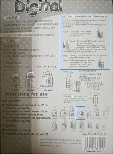 Miniatura 2 de DonJon Candado, paquete de 2 candados de combinación de 3 dígitos para gimnasio, casillero al aire libre y escuela, valla, cerrojo y almacenamiento