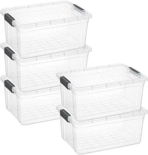 Miniatura 24 de Superio Cajas de almacenamiento transparentes con tapas, contenedores de plástico de 2.5 cuartos de galón para organizar, cajas apilables, sin BPA