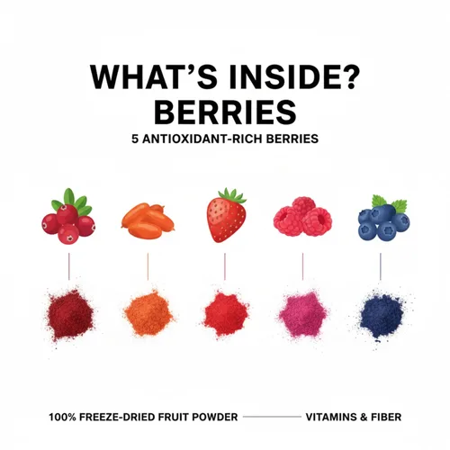 Miniatura 3 de Mezcla orgánica de bayas liofilizadas en polvo, naturalmente rica en antioxidantes y vitamina C, sin azúcar añadida, sin OMG - Batido, yogur