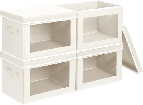 Miniatura 29 de Homsorout Contenedores de almacenamiento con tapas, organizadores pequeños de tela con ventana, contenedores de almacenamiento plegables para ropa