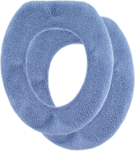 Miniatura 12 de Funda suave para asiento de inodoro, calentador de asiento de inodoro de tela gruesa y afelpada para asientos de inodoro redondos y alargados de 14